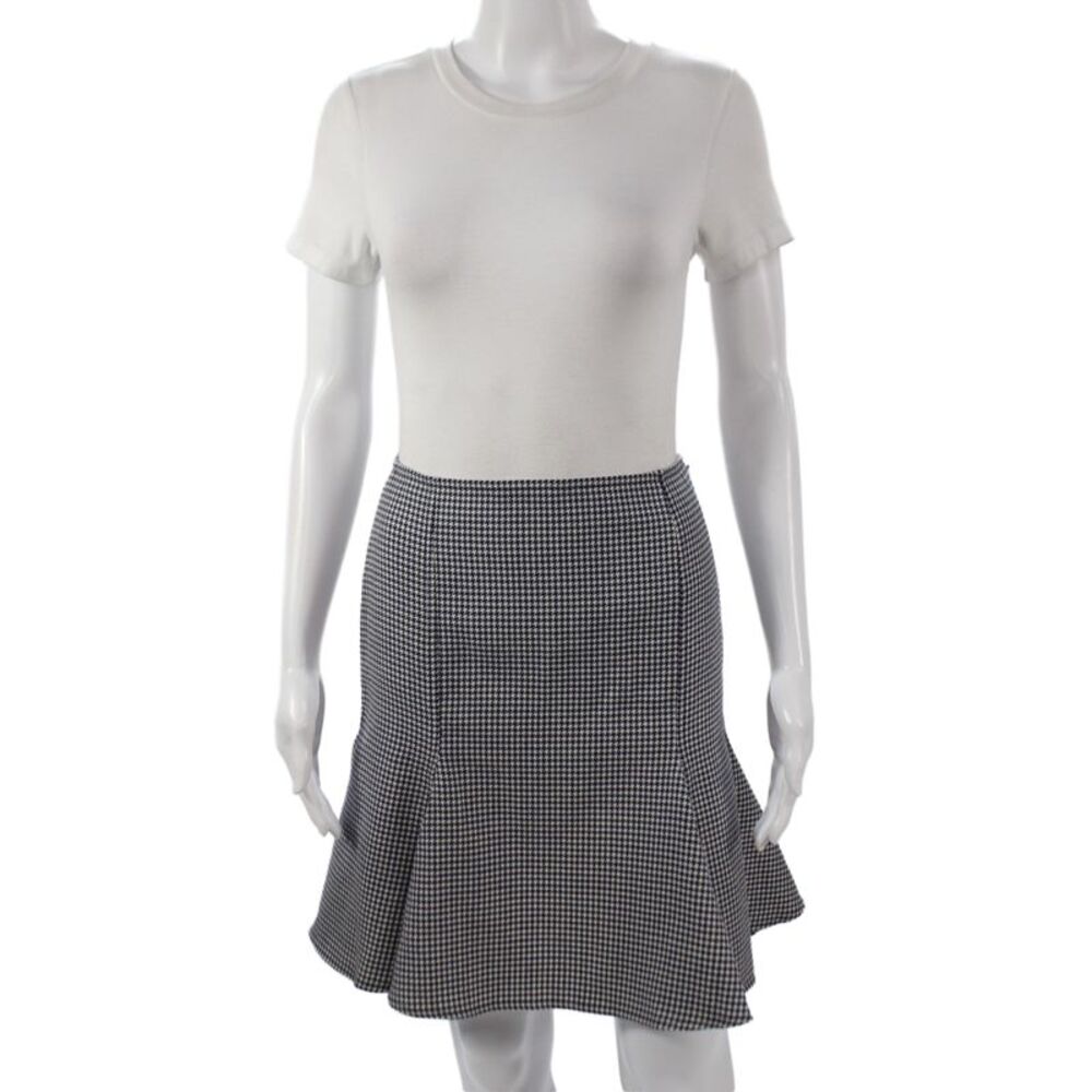 Versace Women Skater Mini Skirt Dark Blue Checked Wool Size 38